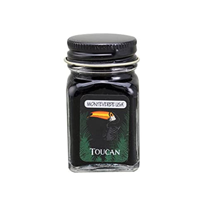 Monteverde Jungle Fountain Pen Ink, 30ml, Toucan (Black) | Animal-inspired fountain pen ink with bold color, smooth flow, and creative writing personality. - color: Toucan (Black)