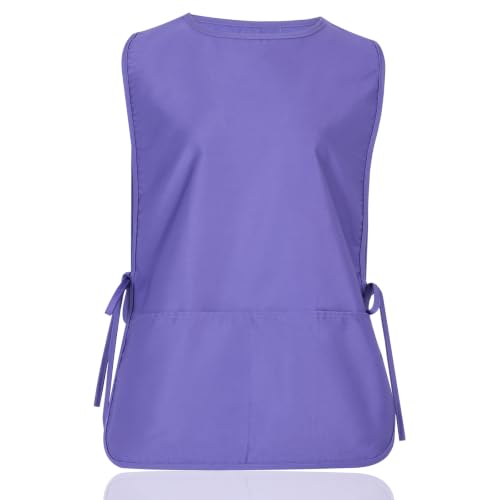 TFTAFAN Cobbler Apron Unisex Waterproof Apron with 2 Deep Pockets Art Smock for Painting Cleaning Artiest Apron work kitchen - color: Purple