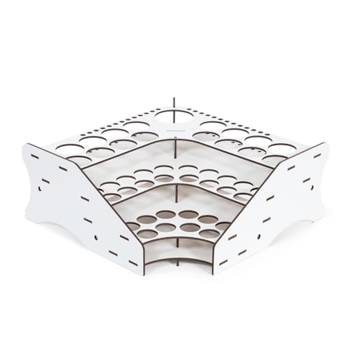 Vallejo - Corner Paint Organizer Rack for Miniatures, Holds up to 28 Bottles of 18 ml. (0.6 fl.oz.), 16 of 35 ml. (1.18 fl.oz.) or 60 ml. (2.02 fl.oz.), 1 of 200 ml. (6.76 fl.oz) and 26 Brushes - style: Corner Paint & Brush Organizer Rack