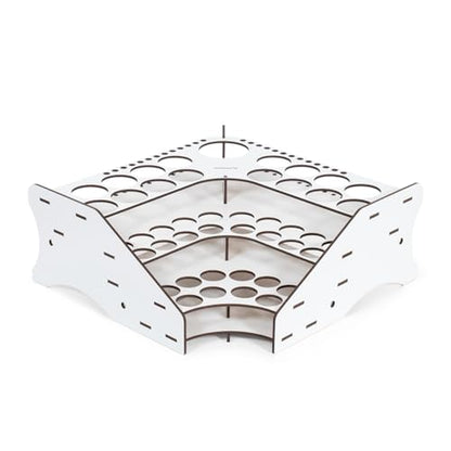 Vallejo - Corner Paint Organizer Rack for Miniatures, Holds up to 28 Bottles of 18 ml. (0.6 fl.oz.), 16 of 35 ml. (1.18 fl.oz.) or 60 ml. (2.02 fl.oz.), 1 of 200 ml. (6.76 fl.oz) and 26 Brushes - style: Corner Paint & Brush Organizer Rack