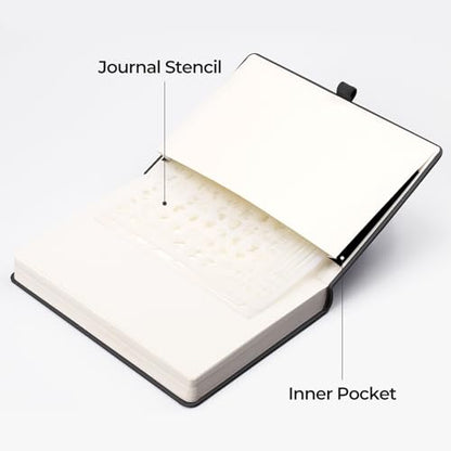 EMSHOI Dotted Journal Notebook, 320 Pages, A5 Small 5.75"x8.38", PU Leather Hardcover, 100 GSM Thick Paper, 5mm Dot Grid Notebook for Journaling, Planning, Drawing, Writing, Black - color: Black, size: A5 Dotted