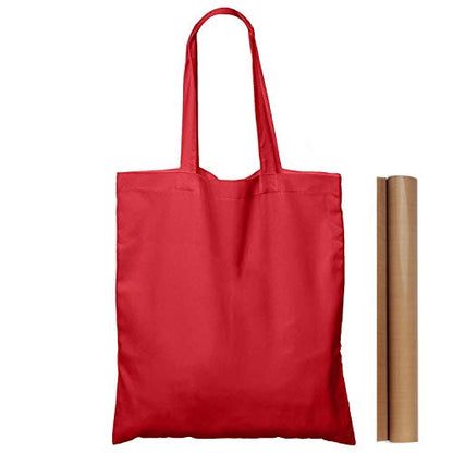 NPBAG 15 Pack 15'' X 16'' Red Cotton Tote Bags, Lightweight Blank Bulk Cloth bags with 1pc of PTFE Teflon Sheet - color: Red, size: Medium