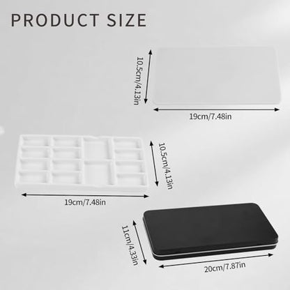 Travel Watercolor Palette,Portable Ceramic Palette with 14 Well,Metal Paint Box with Porcelain Palette(Blak Box) - color: Black