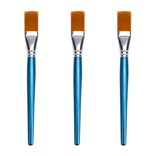 JEAWIWI 3 PCS Acrylic Paint Brushes Set, Flat Artist Paintbrushes 30mm, Oil Watercolor Face Paint Brushes for Rock, Face Art, Canvas, Body, Blue - size: 3 PCS