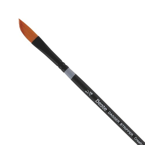 Creative Mark Beste Golden Taklon Dagger Striper, #2 Artist Paint Brush, Professional Watercolor Brushes, for Acrylic Painting, Short Handle, Sharp Edges, Hand-Tied & Shaped - size: #2