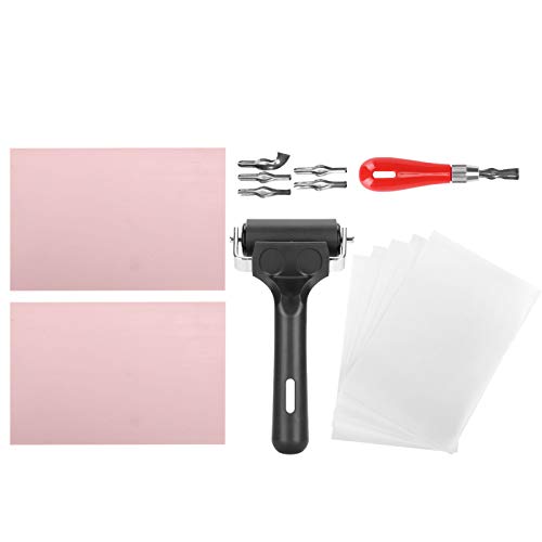 Complete Rubber Carving Kit, Ink Even Brayer Roller Set, Multi Blade Carving Tools Set, for Handmade Stamp Production Student Art Creation DIY
