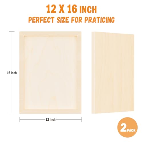 Wooden Art Panels for DIY Painting - Christmas Crafts & Home Décor | 12x16 Inch Canvas Wood Boards, Unfinished Wooden Canvas for Adults (2-Pack) - size: 12*16-2