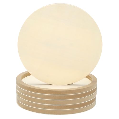 PATIKIL 14" Round Wood Canvas Panels, 6pcs Unfinished Wood Plaque Disc Circle Board for Craft Projects, Art Painting, Carving, Engraving, DIY - size: 14"
