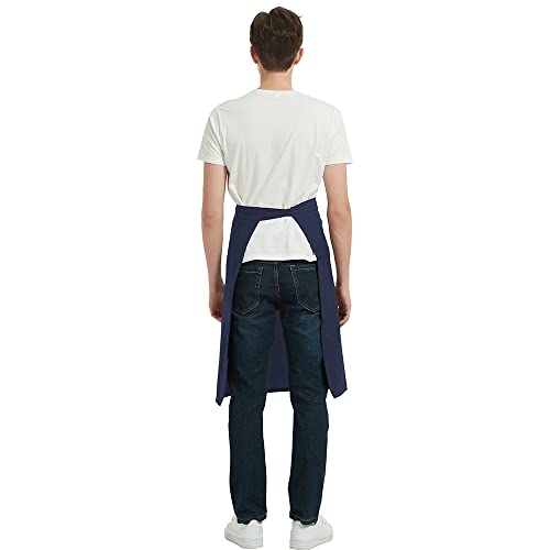 PINDUNCHEF Unisex Two Pocket Bbq Bistro Waiter CookingApron Waterproof Stain Resistant Waist apron - color: Dark Blue