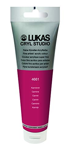 Lukas CRYL Studio Artist Acrylic Paint, Carmine, 125 ml Tube - High Pigment Acrylic Paints for Canvas Painting, Large Scale Works - Medium-Viscosity, Water-Mixable, Fast Drying - color: Carmine, size: 4.23 Fl Oz (Pack of 1)