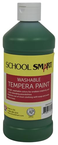 School Smart Washable Tempera Paint, Green, 1 Pint Bottle - color: green