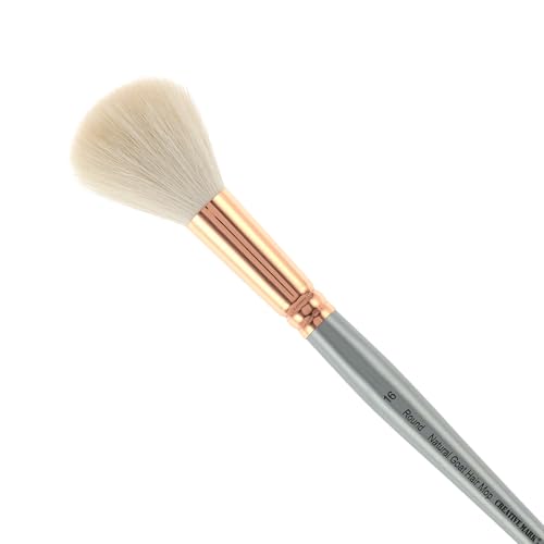 Creative Mark Goat Hair Mop Brush - # 16 Round, Natural Goat Hair for Watercolor, Oil, Acrylic & Makeup Blending – Ultra‑Soft White Hair – Short‑Handle, High‑Absorbency Artist Mop - color: White, size: # 16