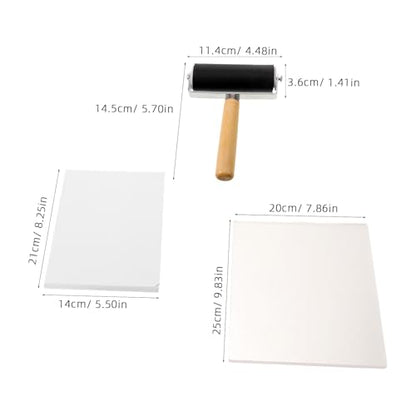 SOESFOUFU 1Set Reusable Gel Printing Plate, Gel Pad, Printing with Brush Set for Single Color, Fabric, Craft Art DIY Texture Creation