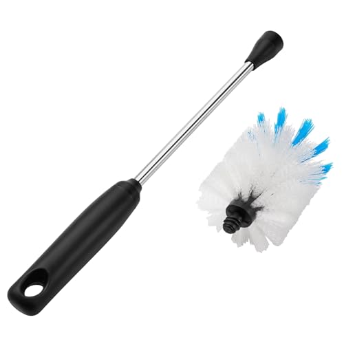 MOSOLAN Stainless Steel Bottle Brush with Replaceable Head, 2 Pack Long Handle Scrubbing Brush for Water Bottles, Glasswares, Mugs, Flasks, Tumblers, Vases, and Kitchen Sink, White, 15 in - color: White, size: 15 Inch (Pack of 2)