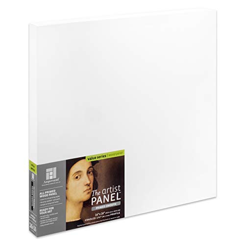 Ampersand Art Supply Primed Smooth Artist Panel | 16" x 16" | 1-1/2" Cradled Profile | Gessoed Wood Painting Panel for Oil, Acrylic & Mixed Media | Canvas Board & Wood Panel Alternative - color: 1-1/2" Cradled Profile, size: 16" x 16"