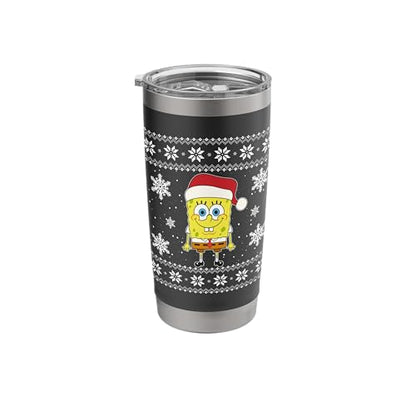 Spongebob SquarePants Holiday Christmas Graphic Stainless Steel Insulated Tumbler - color: Black