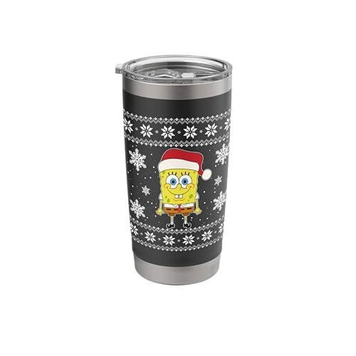 Spongebob SquarePants Holiday Christmas Graphic Stainless Steel Insulated Tumbler - color: Black