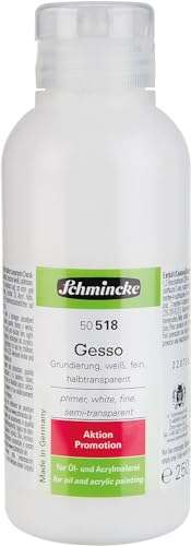 Schmincke - Gesso, 50 518 027,250 ml, white, semi-transparent, lightfast and age-resistant primer for oil and acrylic paints, ready-to-use, primer for canvases - size: 8.45 Fl Oz (Pack of 1)