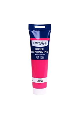 Handy Art Block Printing Ink, Magenta, 5 oz Tube, Water-Soluble | Highly Pigmented Vibrant Opaque Color with Superior Transfer Tack, Water Soluble, Certified Safe & AP Non-Toxic, Made in USA - color: Magenta, size: 5 Fl Oz