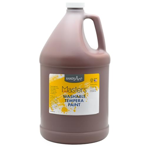 Handy Art Little Masters Washable Tempera Paint, Brown, Gallon 128 oz | Bright & Mixable, High Opacity, Washable Colors for Classroom, Students, Kids, Young Artists, Safe & Non-Toxic, Made in USA - color: Brown, size: 128 Fl Oz