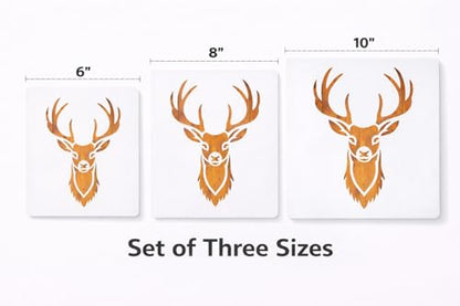 Deer Stencil – Forest Animal Deer Head Buck Outline Template for Painting Crafting Scrapbooking and DIY Projects (Set of 3 Pcs) - style: Deer