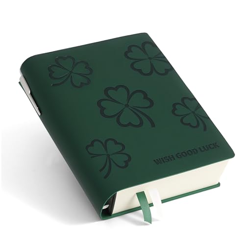Thick Blank Journal Notebook 400 page With Pen Holder 100gsm Thick Blank Paper，A6 Unlined Plain Sketchbook ， Small Soft Leather Unlined Pocket Blank Notebook For Women Drawing Book Memo Writing Sketch Travel Diary 3.9 × 5.5 (Wish Good Luck) - color: Green