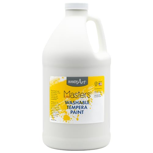 Handy Art Little Masters Washable Tempera Paint, White, Half Gallon 64 oz | Bright & Mixable, High Opacity, Washable Colors for Classroom, Students, Kids, Young Artists, Safe & Non-Toxic, Made in USA - color: White, size: 64 Fl Oz (Pack of 1)