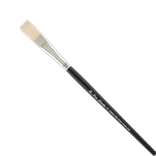 Creative Mark Pro Stroke Premium White Chungking Hog Bristle Artist Paint Brush - Flat # 10 - Natural Bristle Brush w/Great Control Suitable for Oils, Watercolors, Acrylics, Alkyds, Caseins - size: 10