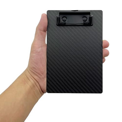 4.3 * 6.5 * 0.06inch Super Hard&Portable Mini Carbon Fiber Clipboard with Hook&Pen Holder,Strong Black Low Profile Clip,Dry Carbon Clip Board,Writing Board A7 Small Note Board - color: Black Clip, size: 4.3*6.5*0.06inch+1Clip