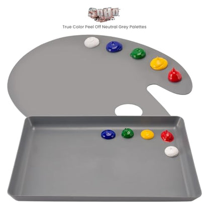 Soho Urban Artist Neutral Gray Artist Paint Palette - Oval Arm Easy Clean Up Palette for Acrylics, No Stains and Paint Peels Off Once Dried - 11.75" x 15.75" - size: 11.75"x15.75"
