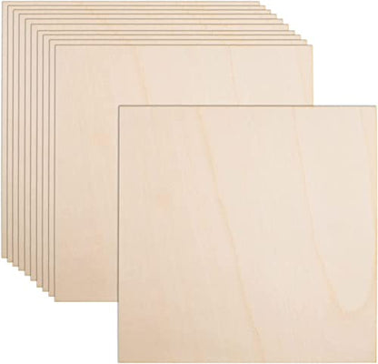 12 Pack Basswood Sheets for Crafts-16 x 16 x 1/8 Inch- 3mm Thick Plywood Sheets with Smooth Surfaces-Unfinished Squares Wood Boards for Laser Cutting, Wood Burning, Architectural Models, Staining - size: 16 x 16 inch