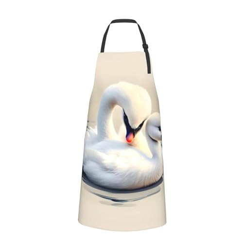 Cartoon heart sun Heavy Duty Waterproof Apron with Pockets for AdultsResistant Grilling, Gardening, Painting - color: Cute Little Swan