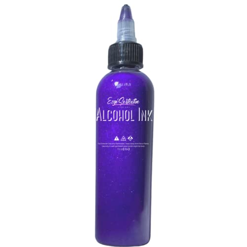 Premium Alcohol Ink|Metallic or Glitter Vibrant|High Saturated Unique Colors|4oz|for Tumblers,Coasters,Resin Dye,Alcohol Ink Paper,Yupo,Resin Petri Dish|by Ezgi Sertcetin (Metallic Amethysté) - color: Metallic Amethysté