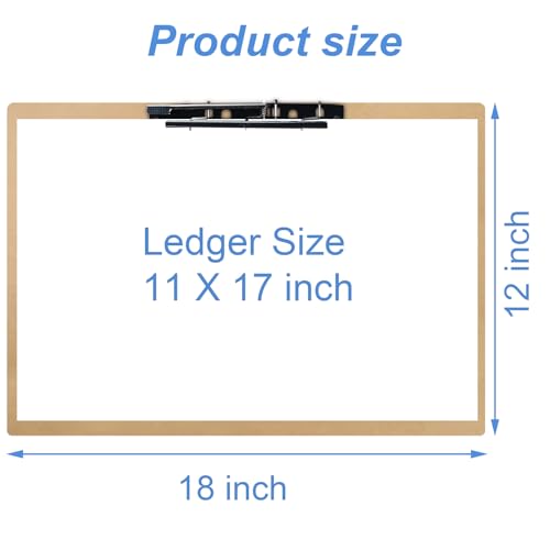 Acocony 11x17 Clipboard Landscape Extra Large Clipboard Hardboard with 8 Inch Jumbo Lever Clip 11 x 17 Clipping Board Log Color Pack of 1