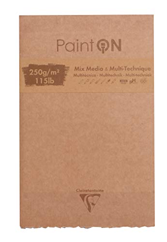 Clairefontaine - Ref 975174C - Paint'On Mix Media & Multi-Technique Pad (50 Sheets) - 13.9x21.5cm Size, 250gsm Paper, Acid Free - Suitable for Multiple Techniques - color: Assorted Colours, size: 13.9 x 21.5 cm