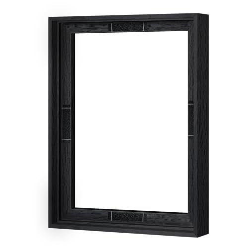 Abtgt 11x14 Canvas Floating Frame with 0.9" Deep, Black Floater Frame for Canvas Paintings with Adhesive, Vertical or Horizontal Wall Art frame for Prints Oil Painting Diamond Decor, 1 Pack. - color: Black, size: 11x14