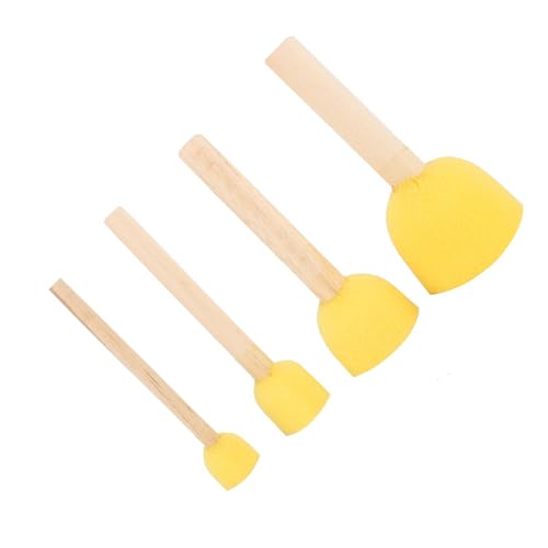 Foam Brush Set Wooden Handle Sponge Daubers 4 Pcs Assorted Sizes for Acrylic Paint Stencil Furniture Craft Painting Tools for Kids Beginners and DIY Art