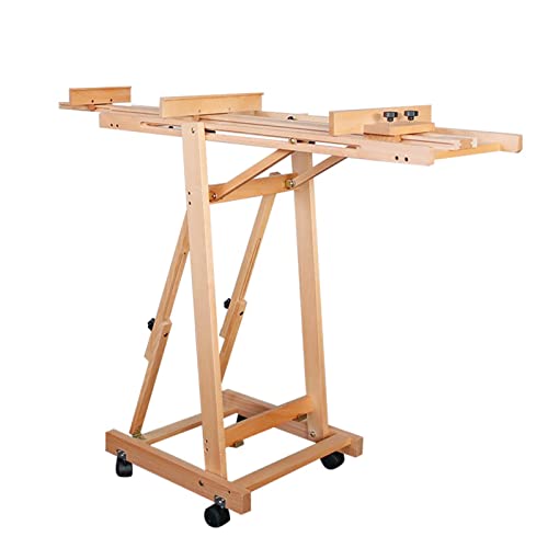 Vertical and Horizontal Folding Sketch Easel,Large Adjustable H Frame Multi Purpose Studio Artist Wooden Easel,Beech Wood Painting Holder Display Stand,56.30-91.34Inch Adjustable Height