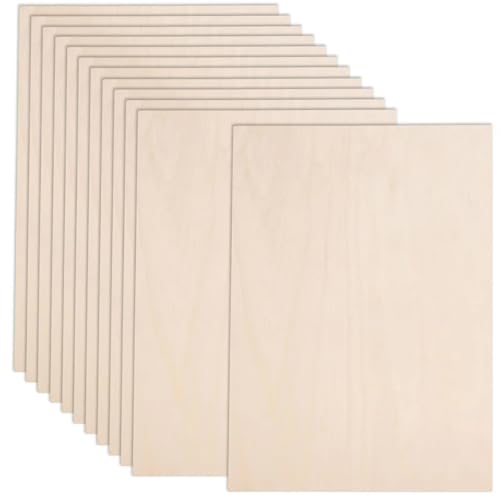 AWIZOM 12 Pack Basswood Sheets for Crafts-12 x 8 x 1/8 Inch- 3mm Thick Plywood Sheets with Smooth Surfaces-Unfinished Wood Boards for Laser Cutting, Wood Burning, Architectural Models, Staining - size: 12 x 8 inch
