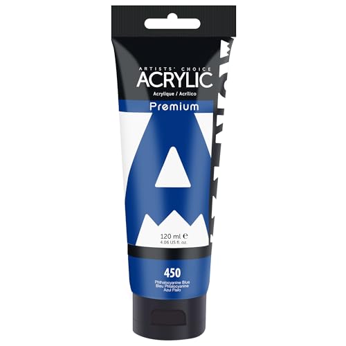 AUREUO Phthalo Blue Acrylic Paint, 4 Fl Oz / 120ml Single Tube Phthalocyanine Blue, Rich Pigment Art Craft Paints for Canvas, Rocks, Wood, Ceramic, Fabric - color: Phthalocyanine Blue, size: 4 Fl Oz (Pack of 1)