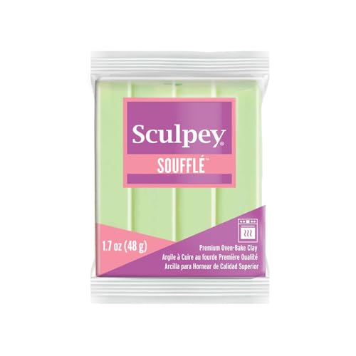 Sculpey Soufflé Polymer Oven-Bake Clay, Pistachio Green, Non Toxic, 1.7 oz. bar, Great for jewelry making, holiday, DIY, mixed media and more! Premium light-weight oven bake clay. - color: Pistachio, size: 1.7 oz