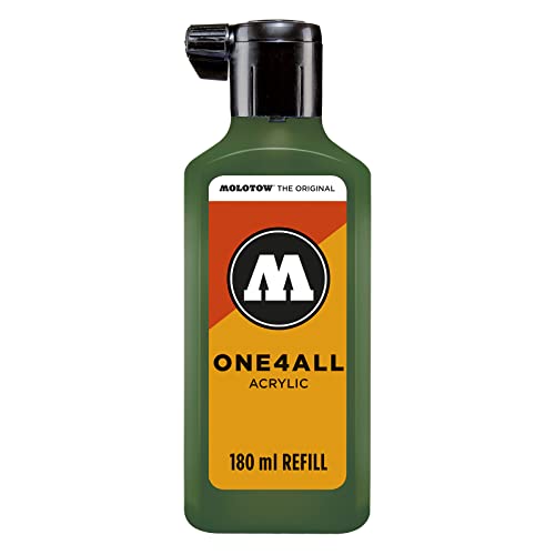 MOLOTOW ONE4ALL Acrylic Paint Refill, For Molotow ONE4ALL Paint Marker, Future Green, 180ml Bottle, 1 Each (692.145) - color: Future Green