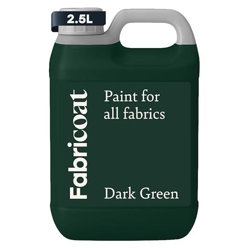 Fabricoat Green Fabric Upholstery Paint & Dye | 2.5L / 85 fl oz | Restore or Change Color of Couches Chairs Upholstery Car Interiors Clothing - Soft Flexible Finish - color: Dark Green, size: 2500 ml