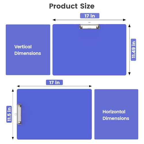 Extra Large 11x17 Clipboards, Landscape and Vertical Layout 2 Pack | Blues Plastic Drawing Boards with Low Profile Clip. Suitable for Watercolor, Sketching, Painting. Art & Drafting Supply - color: Blues