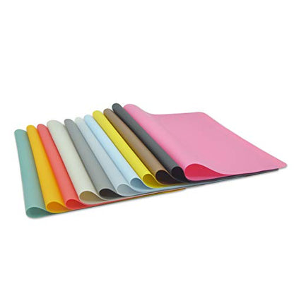 Silicone Placemats, Food-Grade Non-Slip Waterproof, Dining, Stain Resistant, Countertop Protector, Kitchen Counter Mat, Heat Resistant, Baking mat Dishwasher Safe (15.7x11.8Inch-4pack, White Gray) - color: White Gray, size: 15.7x11.8Inch-4pack