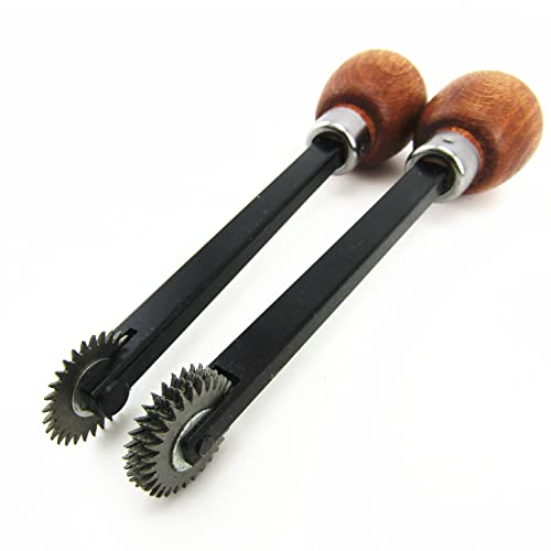 2pcs Printmaking Woodcut Copperplate Resin Board Engrave Etching Print Leathercraft Embossing Carve Roulette Wheel Tool Set