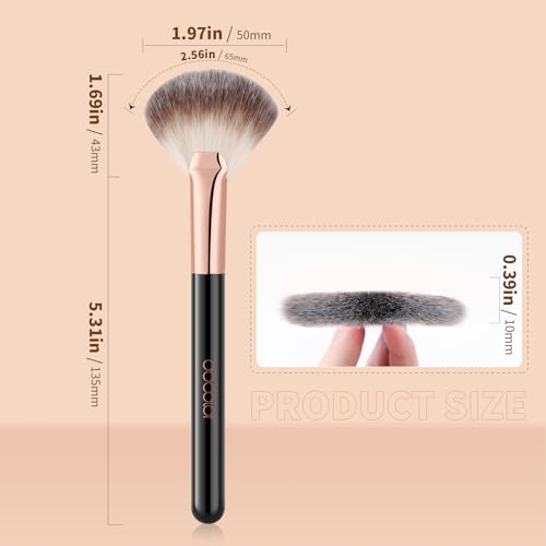 docolor Highlighter Brush Fan Brush Blush Brush Setting Makeup Brush Face Makeup Brush Synthetic Bristles For Powder, Bronzer, Highlight, Contour, Professional Make Up Brush Wooden handle - size: Fan Brush-M