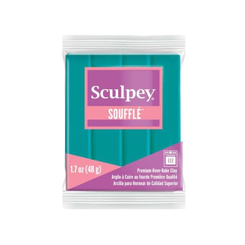 Sculpey Soufflé Polymer Oven-Bake Clay, Sea Glass Teal, Non Toxic, 1.7 oz. bar, Great for jewelry making, holiday, DIY, mixed media and more! Premium light-weight oven bake clay. - color: Sea Glass, size: 1.7 oz