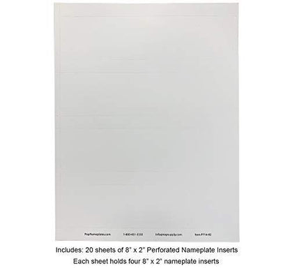 Nap Nameplates White Printable Perforated Name Plate Paper 2 x 8 – Nap Industrial Group Name Plates, 4 Packs of 20 nameplates (80 Inserts), Printing Instructions Included - color: White, size: 8" x 2"