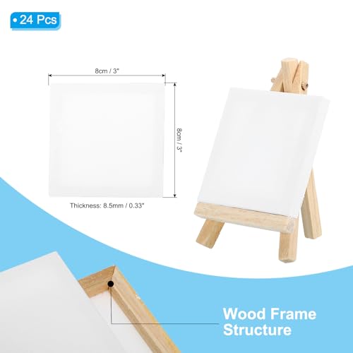 PATIKIL 3x3 Canvas Boards for Painting, 24Pack Cotton Wood Frame Square Triple Primed Stretched Blank Canvas Panel for Acrylic, Oil, Tempera Paint,White - size: 3x3"